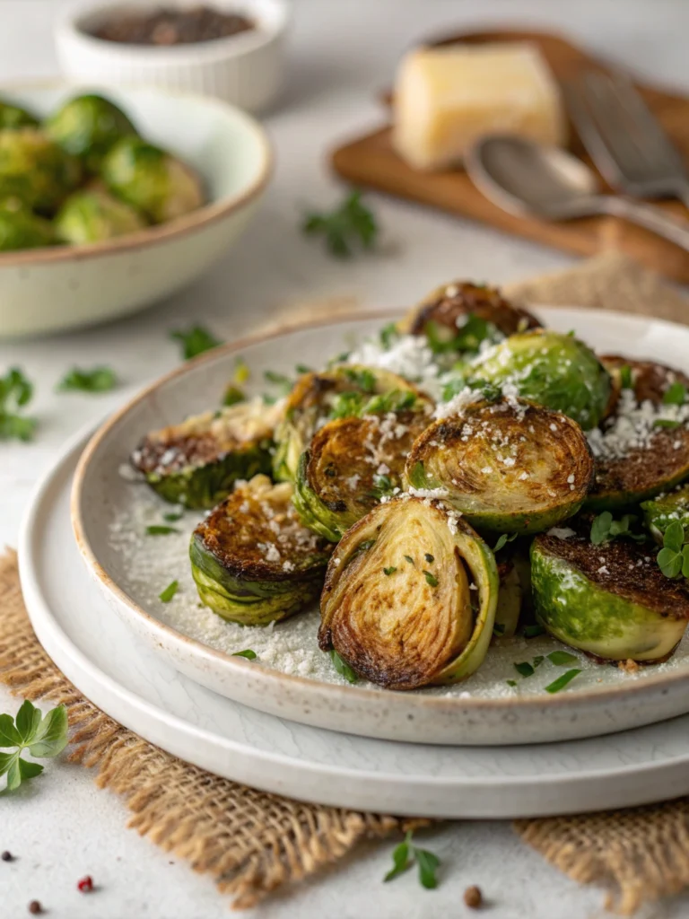Parmesan Herb Roasted Brussels Sprouts 2 Bowl of parmesan herb roasted Brussels sprouts