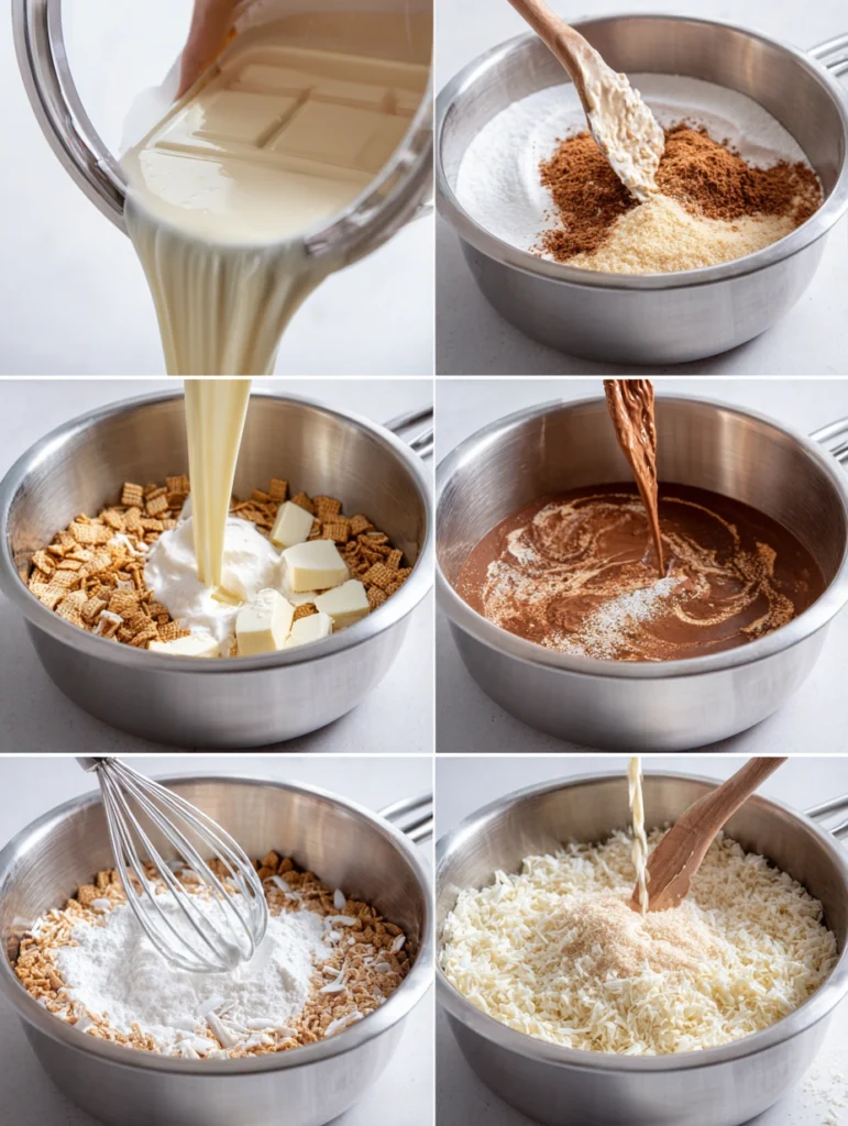 Candy Cane Crunch Puppy Chow preparation steps