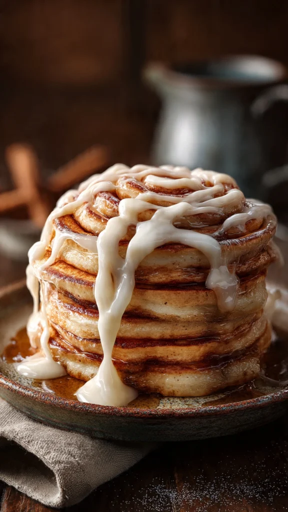 Fluffy pancakes with cinnamon swirl