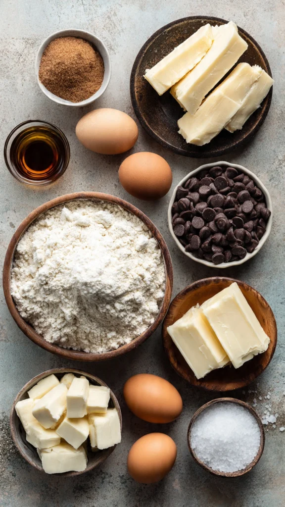 gluten-free chocolate chip cookie ingredients displayed on countertop