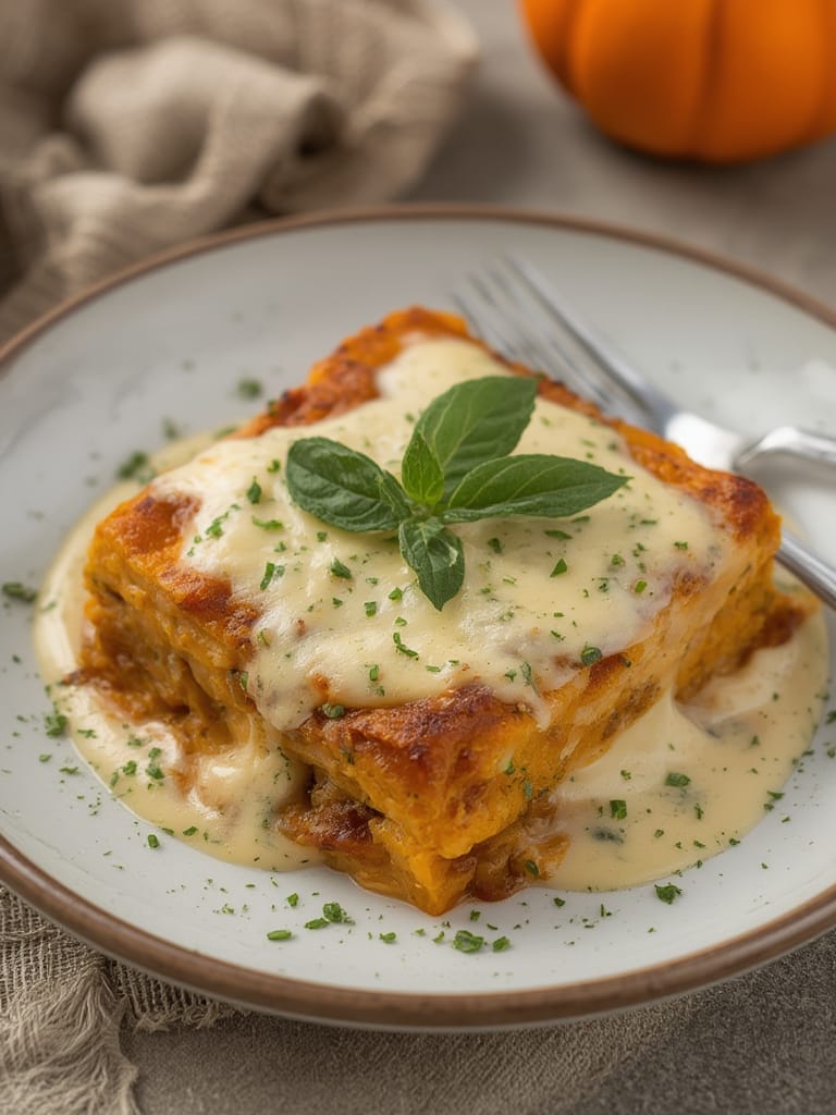 Pumpkin Lasagna with Sage Cream