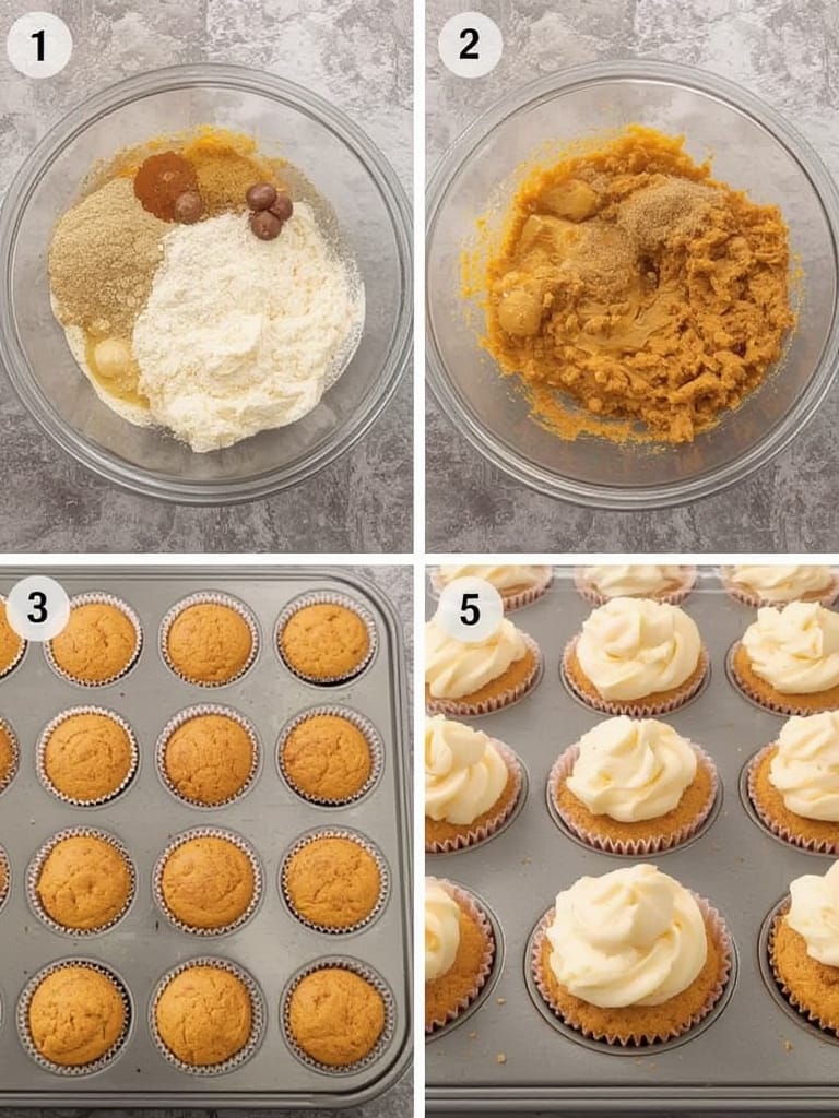 Pumpkin Spice Cupcakes steps- Pumpkin Spice Cupcakes