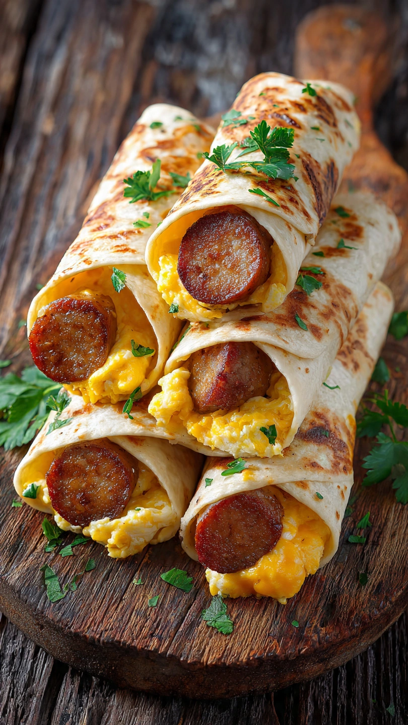 Breakfast roll-ups with sausage and cheese